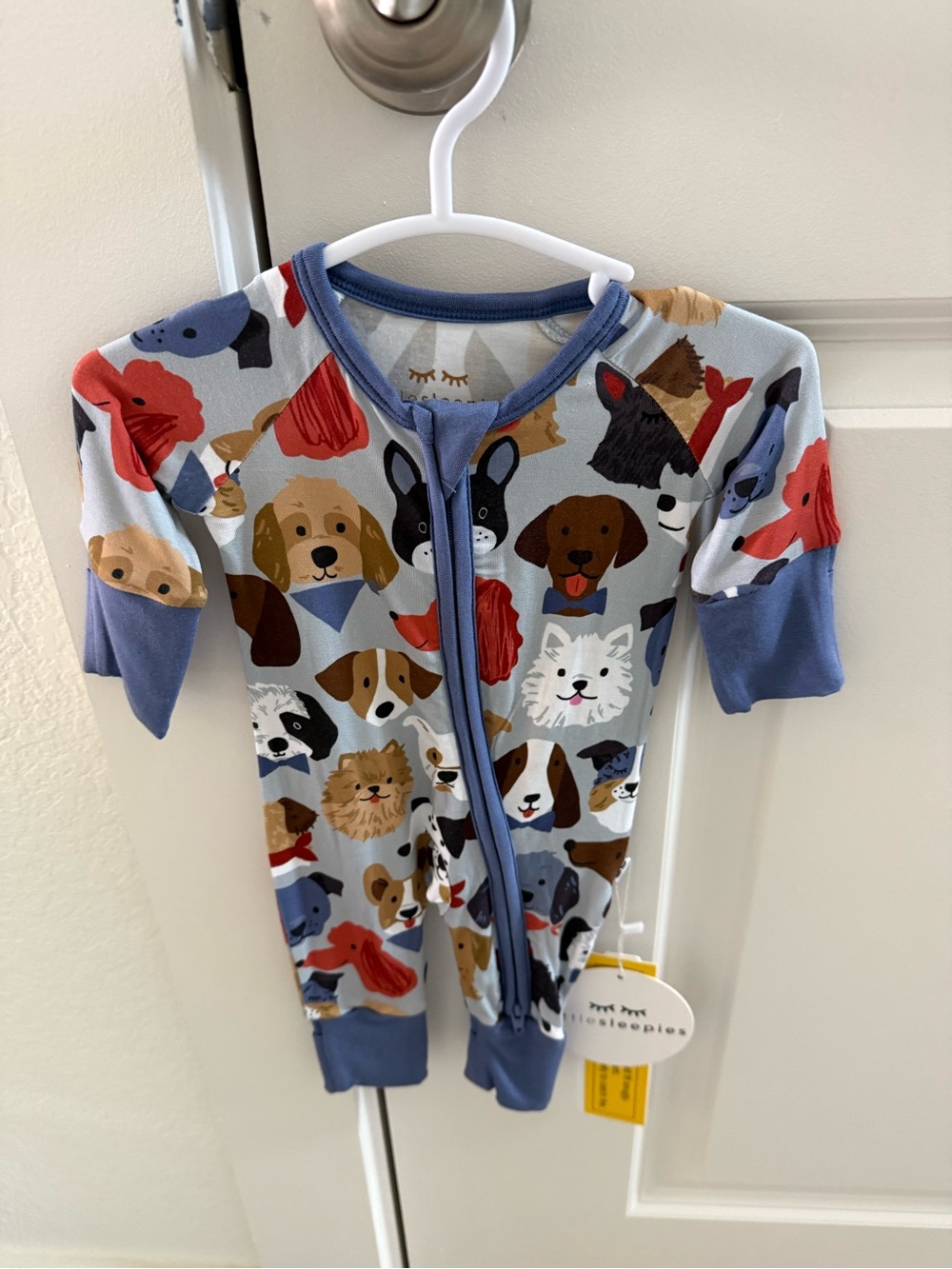 Little Sleepies Light Blue Puppy Parade Zippered One-Piece